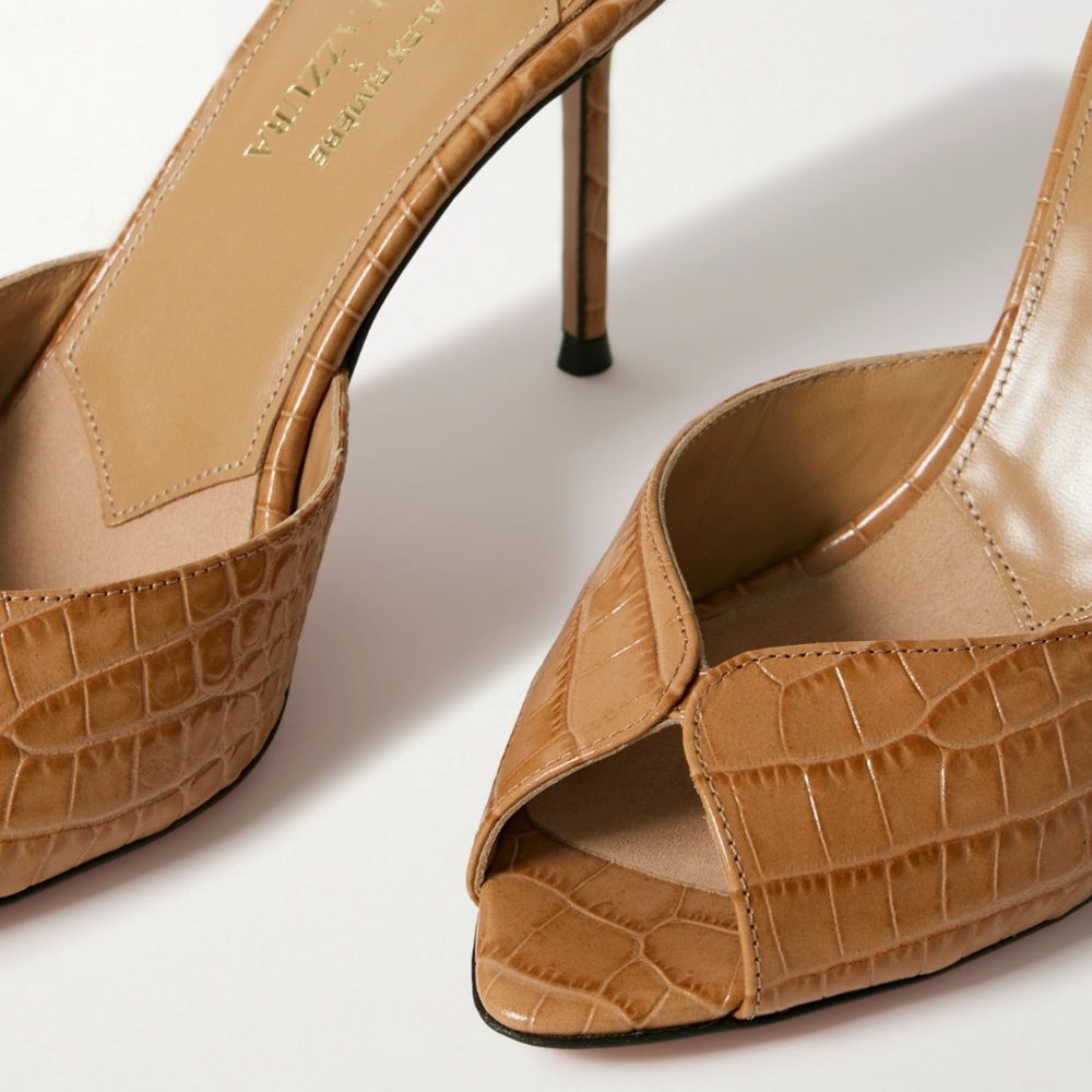 AQUAZZURA Alex Rivière 85 Croc-embossed Leather Mules size 35/5 (photos coming) - Picture 8 of 12